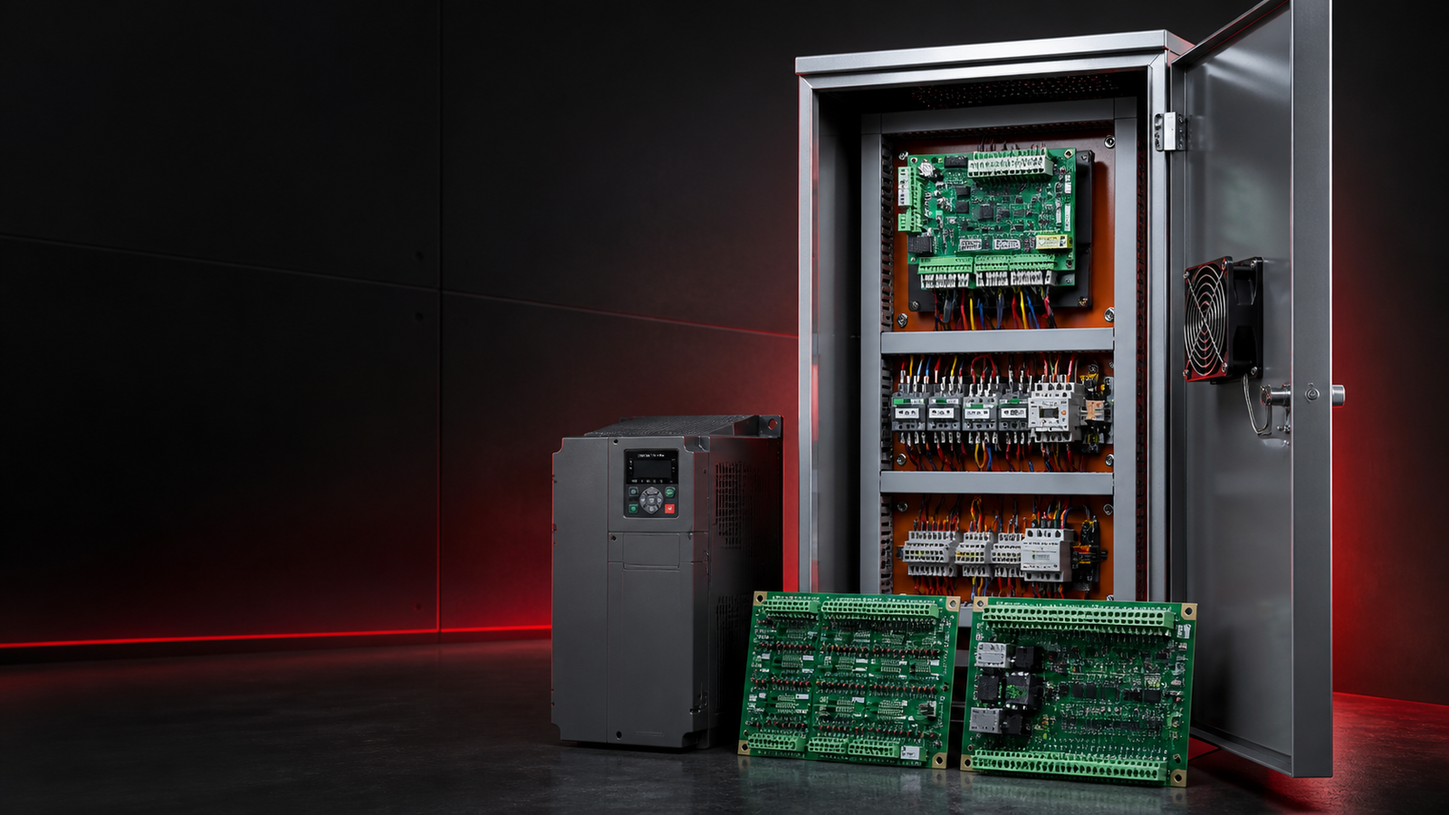 Elevator controller panel, VVVF drive and electronic circuit boards